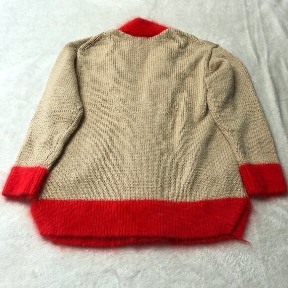 Juicy Couture Angora Trim Knit Beige/Red Cardigan Y2K Size Sm/Md - Picture 4 of 10